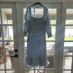Kate Spade Blue Bishop Sleeve Sundress